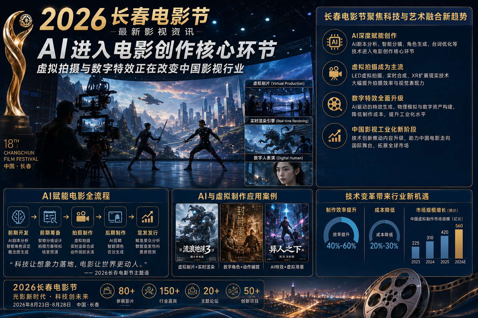 2026长春电影节最新影视资讯：AI进入电影创作核心环节，虚拟拍摄与数字特效正在改变中国影视行业封面图
