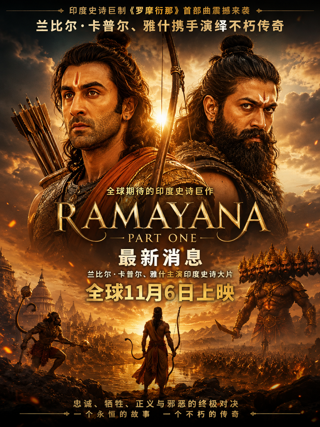 《Ramayana: Part One》最新消息：兰比尔·卡普尔、雅什主演印度史诗大片，全球11月6日上映封面图