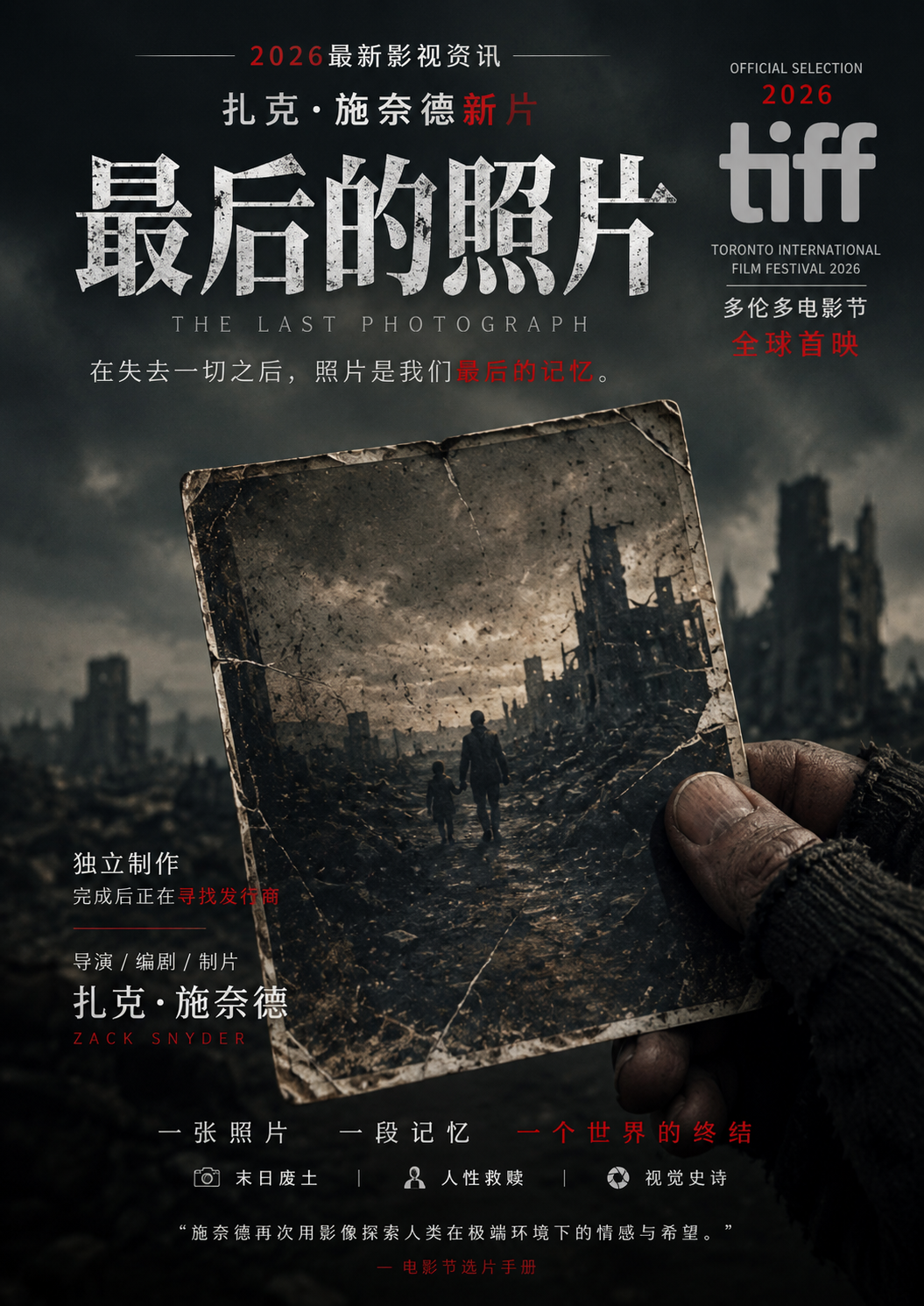 《最后的照片》2026最新影视资讯：扎克·施奈德新片官宣多伦多电影节全球首映，独立制作完成后正在寻找发行商封面图